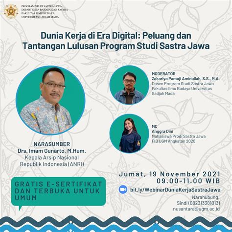 Webinar Dunia Kerja Di Era Digital Peluang Dan Tantangan Lulusan