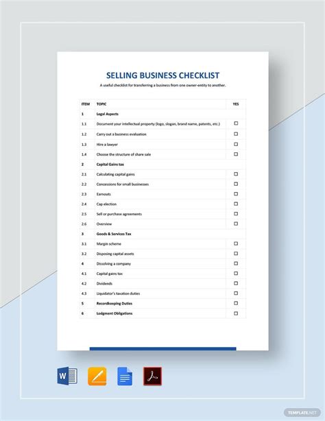 Free Business Checklist Templates Editable And Printable