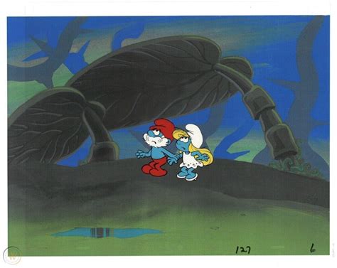 Smurfette and Papa Smurf - Original Production Cel from The Smurfs ...