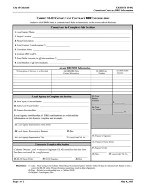 Fillable Online Exhibit 10 O2 Consultant Proposal DBE Information