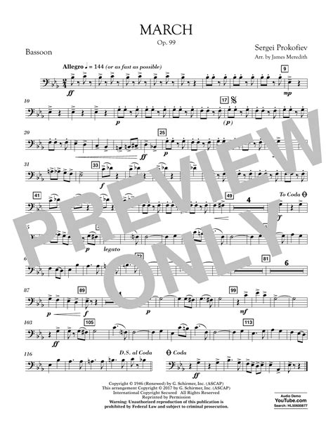 March Op 99 Bassoon By James Meredith Sheet Music For Concert Band