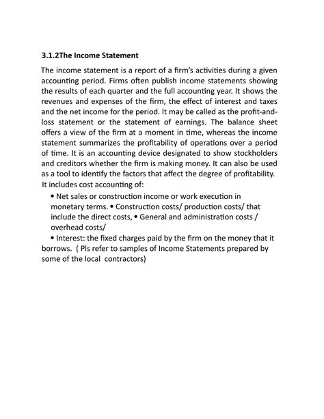 3 1 2 The Income Statement Lecture Notes 3 1 Income Statement The Income Statement Is A Report