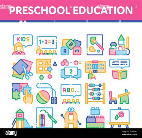 Preschool Education Collection Icons Set Vector Stock Vector Image