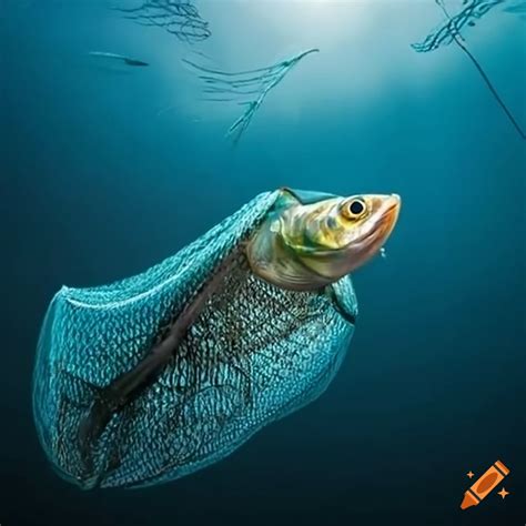 A Fish Caught In A Fishing Net