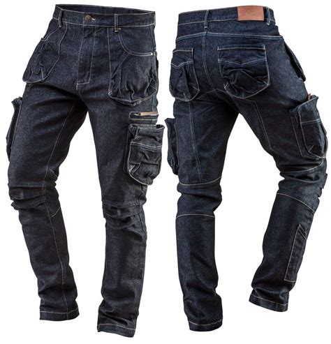 DŁUGIE SPODNIE ROBOCZE JEANS WZMOCNIONE DO PASA DENIM ROZ XL 54 NEO