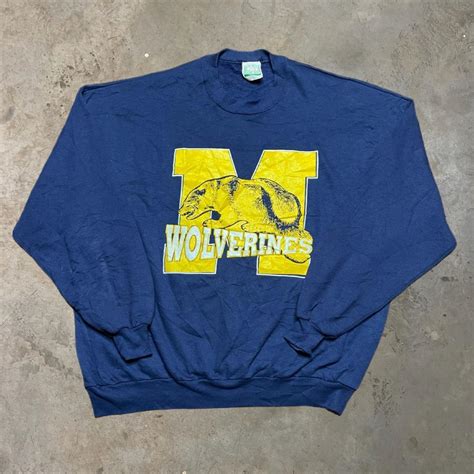 Vintage Vtg Michigan Wolverines Sweatshirt Crewneck... - Depop