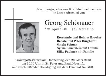 Traueranzeigen von Georg Schönauer trauer merkur de