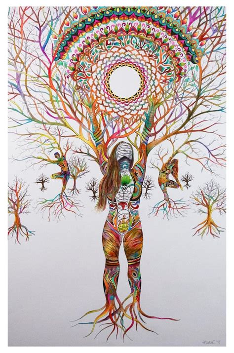 Tree Of Life Art Yoga Art Tree Woman Tree Art Mandala Art Etsy