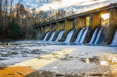 Burgess Falls State Park Dam Tennessee Morning Light Behind The