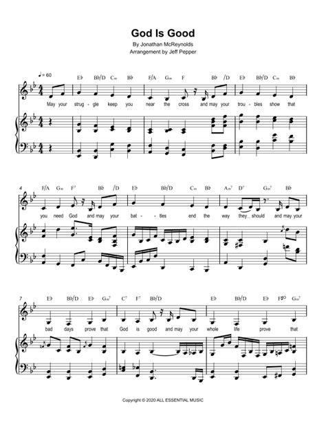 God Is Good Arr Jeff Pepper By Jonathan Mcreynolds Sheet Music For