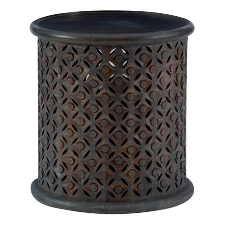 Linon Home Décor Products Pixley Round Lattice Side Table In Dark Grey ...