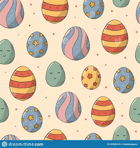 Easter Seamless Pattern With Eggs Stock Vector Illustration Of Paper