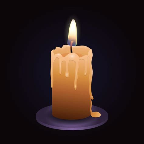 Wax candle with realistic flame illustration 10549150 Vector Art at ...