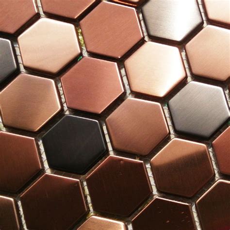 Hexagon Mosaics Tile Stainless Steel Copper Black Blends Backsplash Kitchen Ti Trendy Kitchen