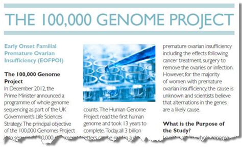 Newsletter Released Discusses 100000 Genome Project