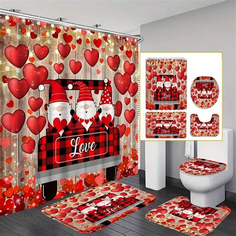 Love Shower Curtain Set Truck Gnome Valentine S Day Temu Australia