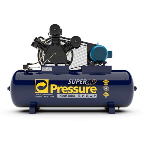 Compressor Ar 40PCM 425L 175psi 10Hp Trifásico Pressure Sasso