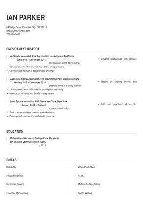 Sports Journalist Resume Sample & Tips | Online Resume Builder