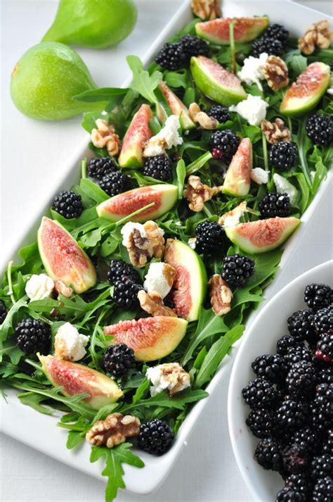 Fresh Fig Arugula Salad With Blackberries Goat Cheese And Walnuts