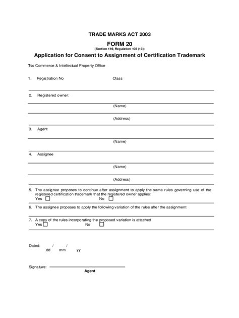 Fillable Online Cipo Gov Form Application For Consent To Assignment