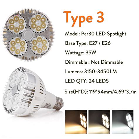 Par30 E27 35w 45w Led Spotlight Light Bulb White Lamp 27 Degree 110v