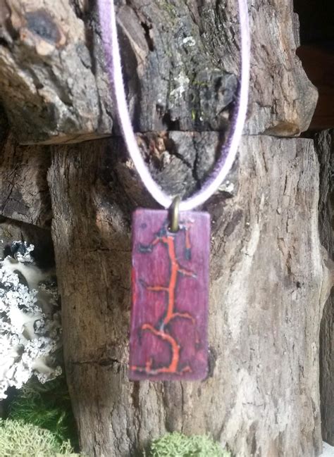 Amazon Lichtenberg Burning Handmade Pendant Necklace Purple Heart