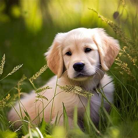 Cachorro Sentado En La Hierba Generativa Ai Foto Premium