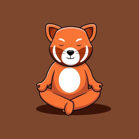 Panda vermelho bonito fazendo ilustração de meditação Vetor Premium