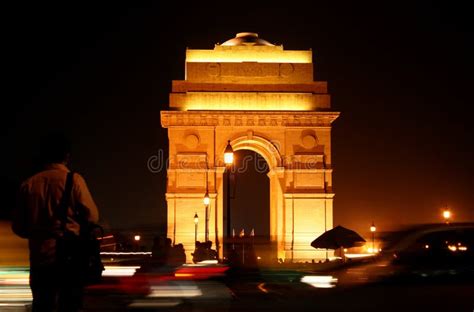 front view india gate  delhi  night stock image image
