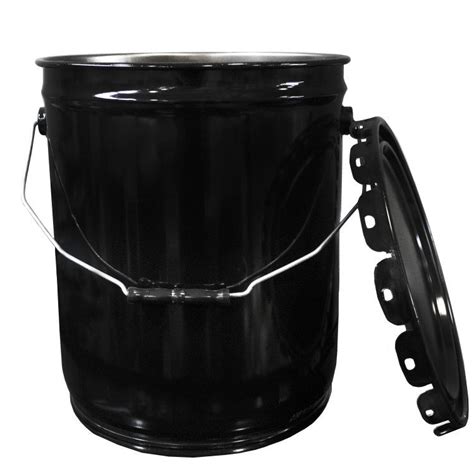 Gallon Black Inhibited Steel Straight Side Open Head Pail W Lug