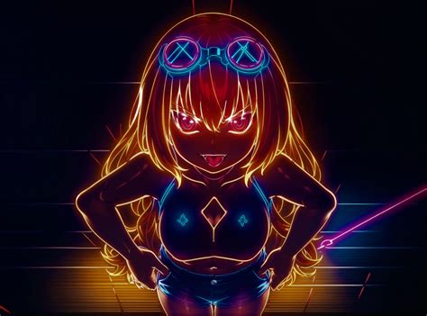 Anime Neon Girl by i-LoveFantasy on DeviantArt