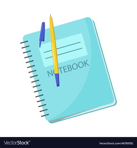 Notebook with blue cover and pen Royalty Free Vector Image