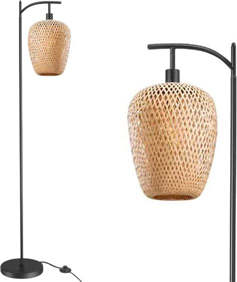 Danggeoi Lampadaire Boh Me En Rotin Lampadaire Panier Pour Salon