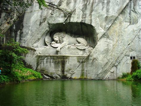 The Lion of Lucerne. Mark Twain called this huge 30' X 60' sculpture, "The most mournful and ...