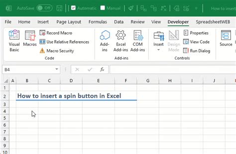 How To Insert A Spin Button In Excel