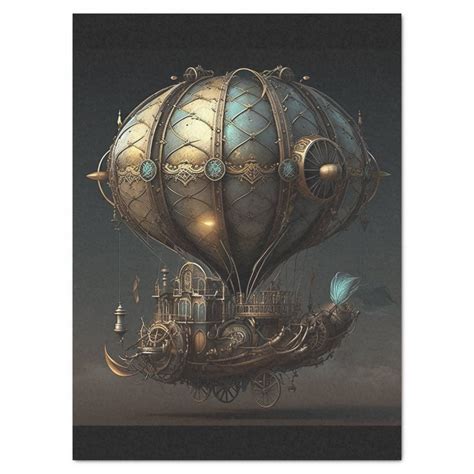 Steampunk Hot Air Balloon Tissue Paper Zazzle Steampunk Artwork Steampunk Airship