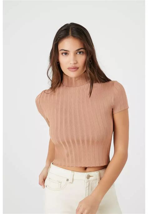 Buy Forever 21 Ribbed Mock Neck Crop Top 2024 Online Zalora Philippines