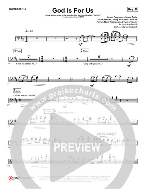 God Is For Us Choral Anthem SATB Trombone Sheet Music PDF CityAlight