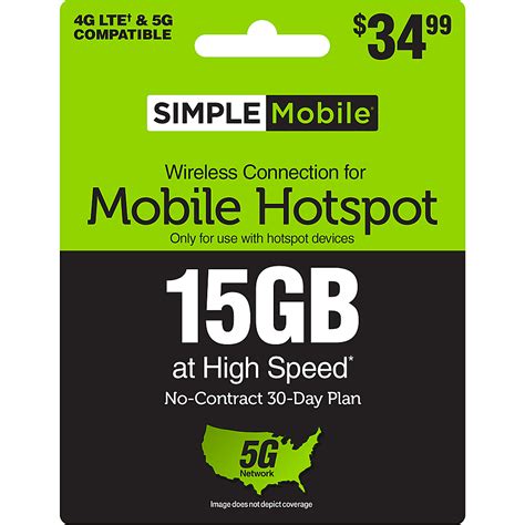 Simple Mobile $34.99 Mobile Hotspot 15GB 30-Day Plan (Email Delivery ...