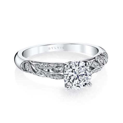 Round Cut Modern Vintage Engagement Ring Roial Sylvie Jewelry