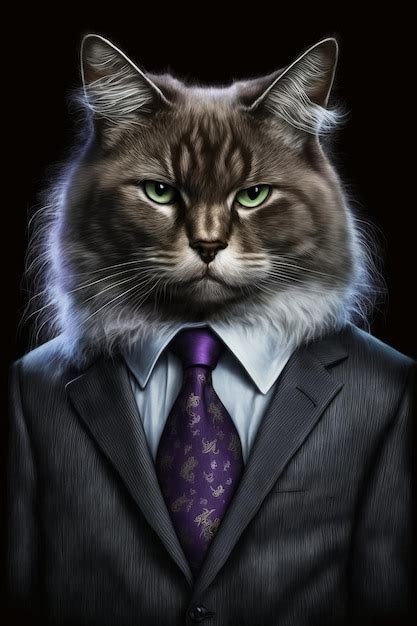 Premium Photo A Cat In A Suit That Has A Tie That Says Cat On It