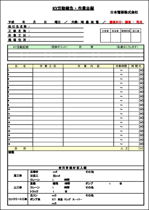 工事日報のエクセルひな形 工事日報ブログ 工事日報ソフト建設業向け工事原価管理システムのアプリオン土木・建築作業日報工事台帳