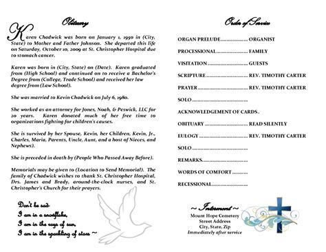 Obituary Template Free Printable