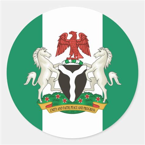 Nigerian Flag & Coat of Arms, Flag of Nigeria Classic Round Sticker ...