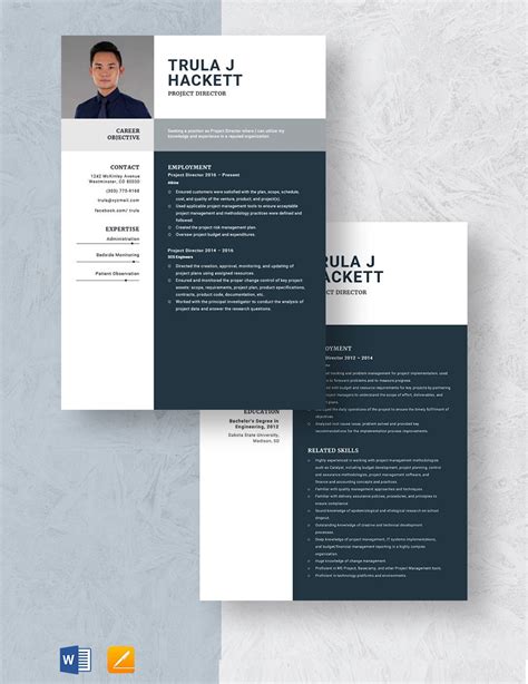 Project Director Resume in Word, Pages - Download | Template.net