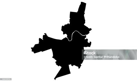 black silhouette map   city  podolsk  russia stock illustration  image