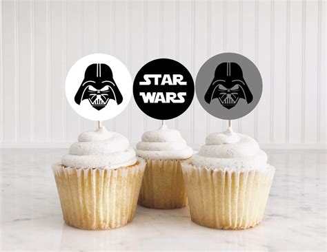 Darth Vader Cupcake Toppers Star Wars Cupcake Toppers Darth Etsy