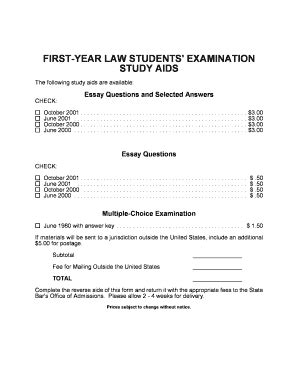 Fillable Online Calbar Ca First Year Law Students Examination Study