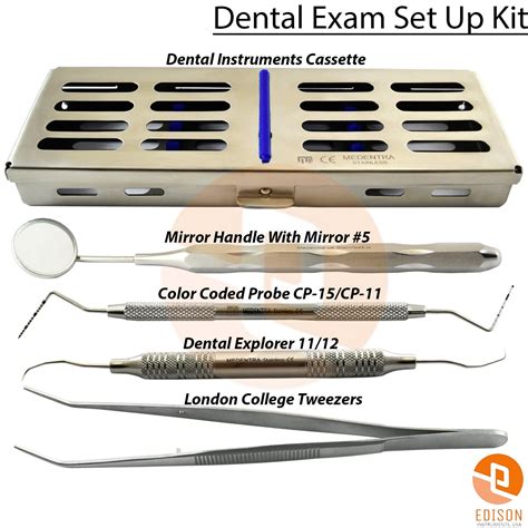 6pcs Dental Exam Set Up Kit Explorer 11 12 Periodontal Probe Marking Cassette Ebay