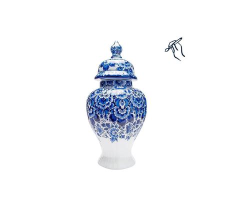 Delft Blue Porcelain Ginger Jar Or Vase With Lid Fully Hand Painted